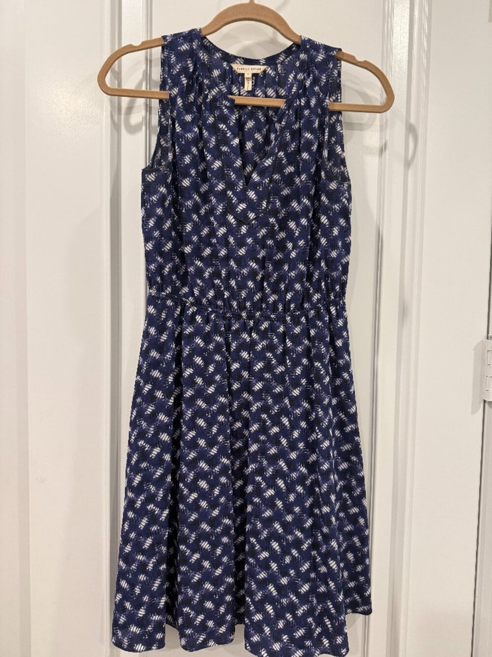 Rebecca Taylor 100% Sleeveless Silk Navy & White dress. Size 2 Women's